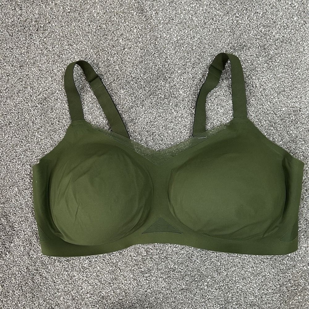 Honeylove Crossover V-Neck Bra Wireless Removable Pads ~ 2X Olive Green - Picture 2 of 8
